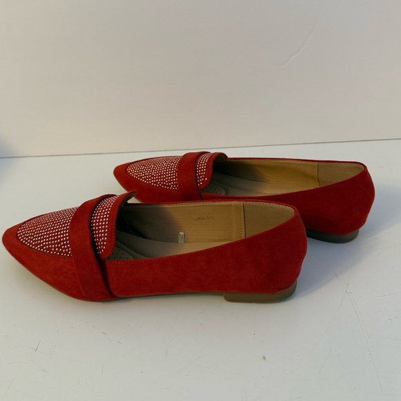 Olivia & Kate Red Faux Suede Flats with Rhinestones - Size 10 - Picture 13 of 16